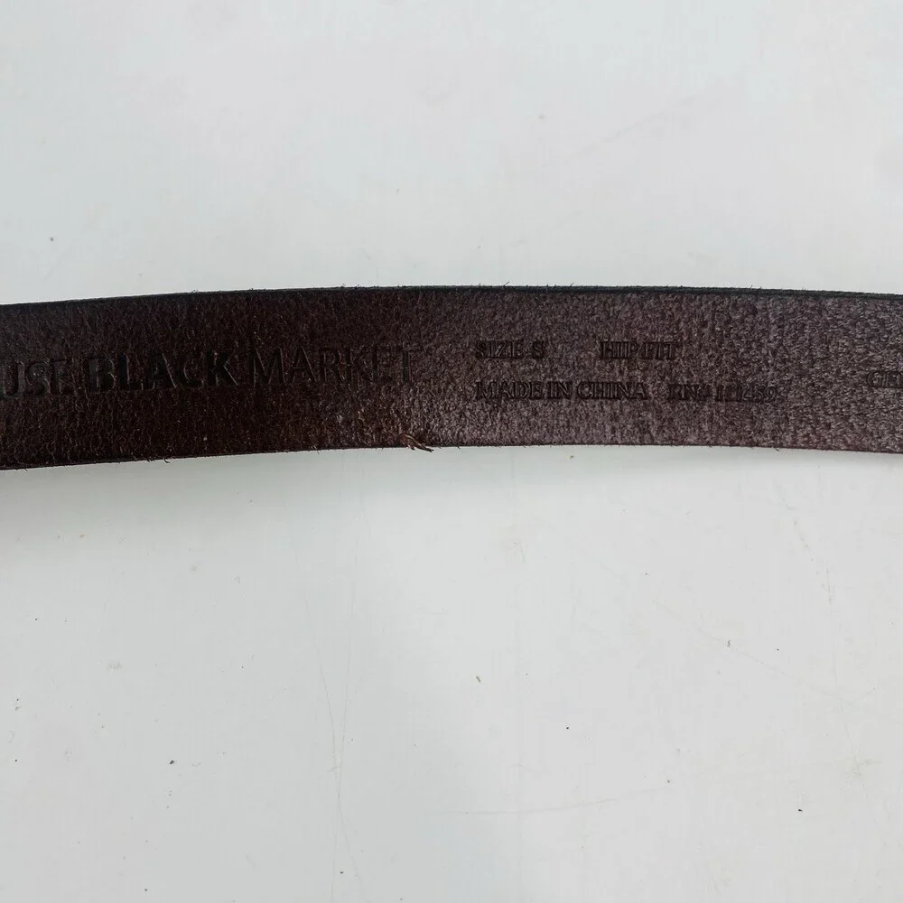 White House Black Market Brown Leather Silver Buckle Western Hip Fit Belt Small
